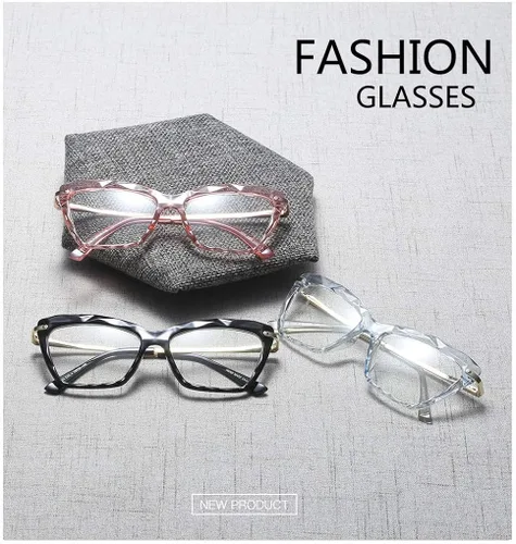 Vista 5 de FEISEDY Marco de gafas de ojo de gato, lentes transparentes, gafas para mujer B2440