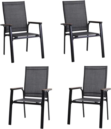 Vista 14 de MFSTUDIO Sillas de comedor para patio al aire libre, 2 sillas de patio con marco de metal con respaldo y reposabrazos, silla de patio resistente