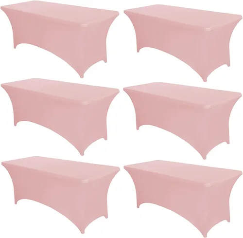 Vista 56 de PTC21B - Juego de 6 manteles elásticos de 6 pies, color negro, rectangular, ajustable, lavable, de elastano, para fiestas, bodas, cócteles