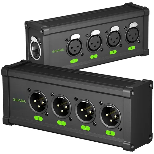 Vista 8 de GEARit Serpiente de 4 canales (cable de derivación de 2 pies) 3 pines XLR/DMX/AES-EBU a Ethercon RJ45 Cat5/Cat6 Ethernet Extensor para escenario