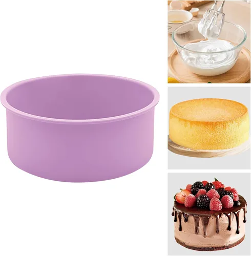 Vista 12 de Paquete de 2 moldes redondos de silicona para tartas, molde circular reutilizable de silicona para pasteles de gasa, sin BPA (color A -10 pulgadas)
