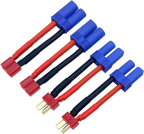 Vista 2 de Yowoo - 2 pares de enchufe en T a EC5 macho hembra adaptador de conector RC con 12awg 1.96 pulgadas cable para RC FPV vehículo Power Wire Lipo