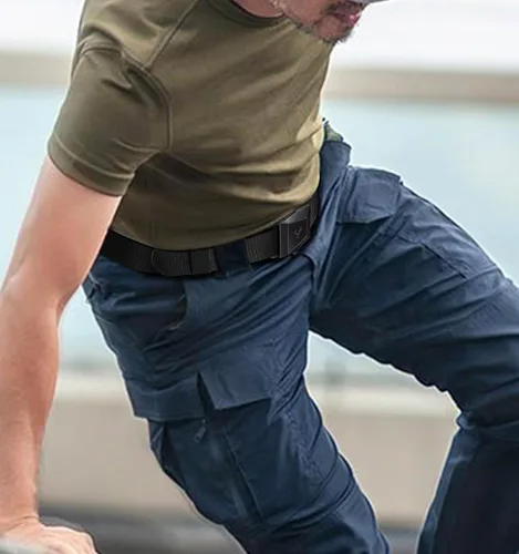 Vista 8 de BULLIANT Cinturón para hombre, paquete de 2 unidades, correa elástica de nailon para regalo, para hombre, trabajo, deportes, caza, senderismo
