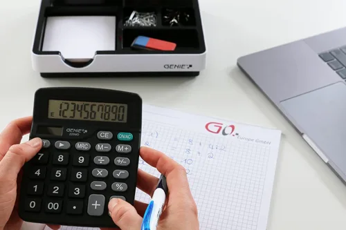 Vista 6 de Genie 220 MD - Calculadora de escritorio de 10 dígitos (energía solar y batería), diseño compacto, color negro