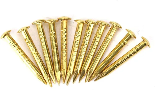Vista 8 de Oumefar 100 piezas de uñas de latón de cabeza redonda de cadena dorada, minimodelo, bisagra de muebles para uñas, accesorios de hardware