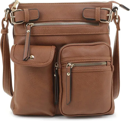 Vista 22 de SG SUGU Katie Bolso Bandolera Ligero Mediano Bolso de Hombro con Múltiples Bolsillos para Mujer Negro