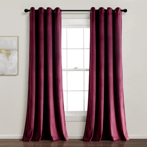 Vista 14 de Lush Decor Prima Velvet - Par de paneles de cortinas de ventana de terciopelo sólido con filtro de luz, 38" de ancho x 84" de largo, negro