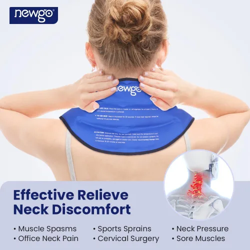 Vista 2 de NEWGO Envoltura de hielo para el cuello y los hombros, enfriador de cuello reutilizable, gel cervical frío con forro de felpa suave para aliviar