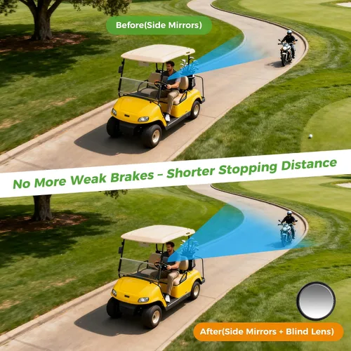 Vista 4 de 10L0L Espejo de carrito de golf sin perforación, espejos laterales con espejos de punto ciego, universal para Yamaha, Club Car, EZGO, espejos
