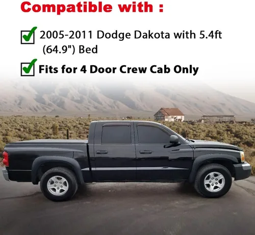 Vista 2 de PIT66 Guardabarros, compatibles con modelos Dodge Dakota Crew Cab 2005-2011 compatibles con Ram Dakota Crew Cab Pickup 2011 Smooth Matte Wheel