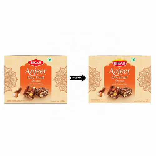 Vista 3 de Bikaji Anjeer Dry Fruit Burfi Halwa 8.81oz (250 g), pastel de higos tradicional y turrón de nueces con frutas secas premium, auténtico mithai