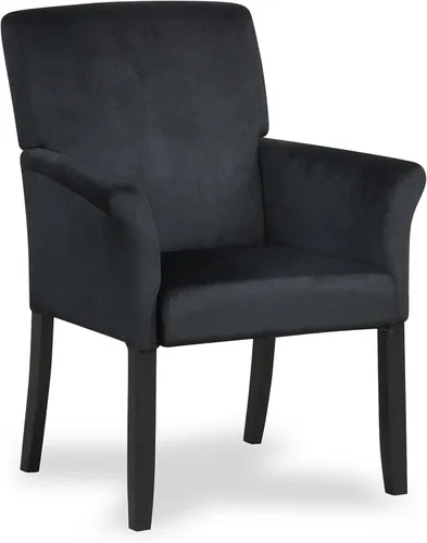 Vista 3 de POWERSTONE Silla de acento ejecutiva, silla de gamuza para invitados de oficina, moderna de mediados de siglo, sillón de recepción con patas de Negro