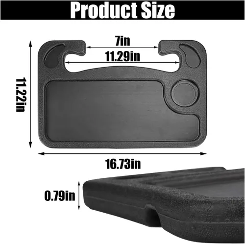Vista 2 de GLSOWEE Bandeja para volante de automóvil, bandeja de mesa para computadora, oficina, color negro Escritorio para volante automático para comer