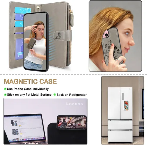 Vista 3 de Funda compatible con iPhone 14 / iPhone 13 de 6.1 pulgadas [ranuras para tarjetas] Soporte para efectivo de identificación y crédito con bolsillo