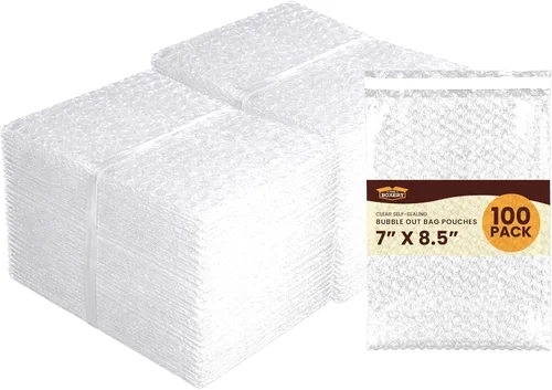 Vista 10 de The Boxery Bolsas de burbujas autoadhesivas transparentes de 3 x 5 pulgadas, paquete de 100