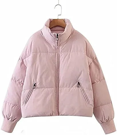 Vista 2 de Chaqueta de invierno de manga larga con bolsillos con cremallera completa para mujer