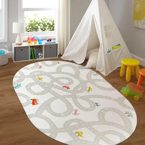 Vista 13 de STARUIA Alfombra de juego para niños, 60 x 32 pulgadas, ultra antideslizante, alfombra educativa para niños, alfombra de coche lavable