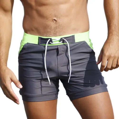 Vista 9 de Taddlee Traje de baño para hombre, trajes de baño sólidos básicos largos boxeadores Azul