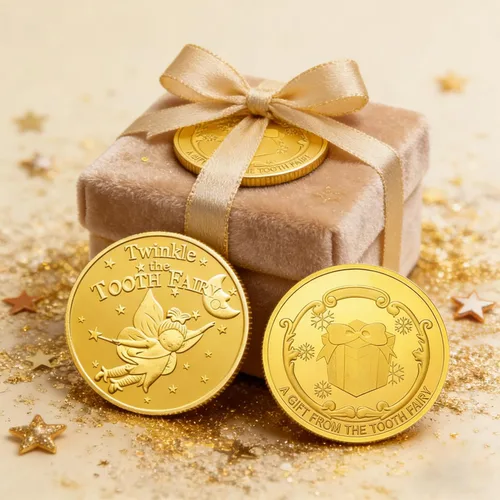 Vista 6 de Monedas de hada de dientes, 10 piezas de recompensa conmemorativa de dientes perdidos, moneda conmemorativa de dientes dentales, moneda de metal
