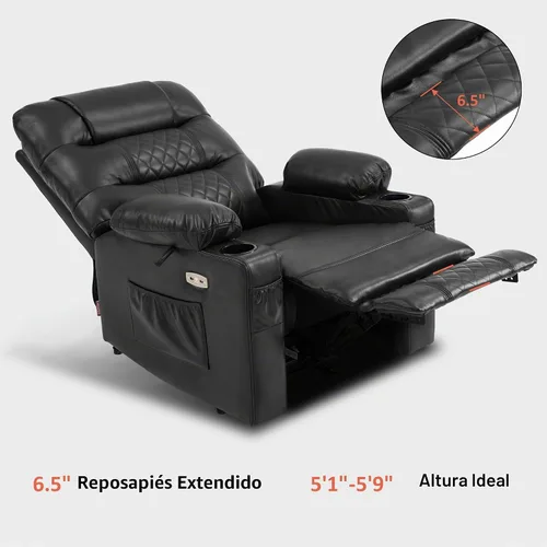 Vista 7 de MCombo Zero Gravity Power Silla reclinable con calor y masaje PR621 (negro)
