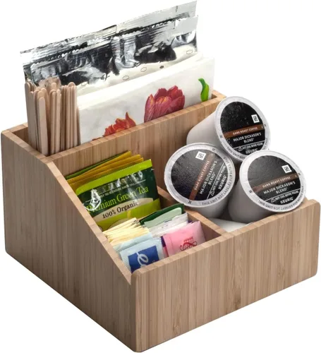 Vista 6 de MobileVision Organizador de productos de oficina de bambú multiusos compacto para escritorio, sostiene blocs de notas, bolígrafos, lápices, tarjetas