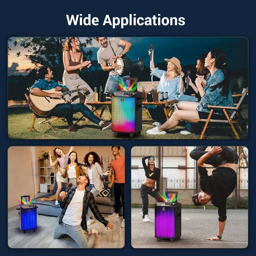 Vista 6 de Máquina de karaoke inalámbrica para adultos, sistema PA TONOR portátil con Bluetooth, altavoz para cantar con dos micrófonos inalámbricos, bola
