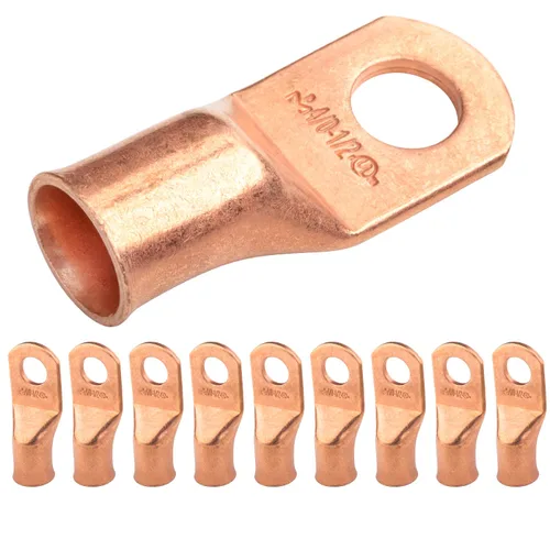 Vista 105 de SELTERM - 5 terminales de anillo resistentes para cable de batería, calibre 1/0 AWG, pernos de 1/2 pulgadas, terminales de calibre 0, ojales