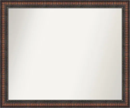 Vista 150 de Amanti Art Espejo de baño marrón para sobre el fregadero, 24 x 24 pulgadas, espejo de tocador cuadrado marrón Caleb, marco de madera rústica