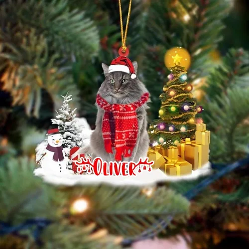 Vista 159 de NAZENTI Adorno personalizado de gato abisinio con árbol de pino, adorno de Navidad personalizado para perros amantes de las mascotas, colgante