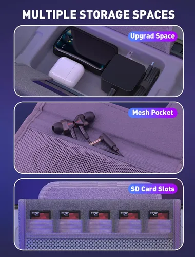 Vista 4 de Steamhof Carrying Case for Steam Deck, Portable Hard Shell Travel Case for Steam Deck Console and Accessories Comes with a Soft Lining, Extra AC