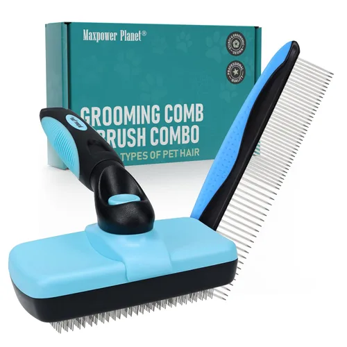 Vista 26 de Maxpower Planet Rastrillo para Perros y Cepillo de Pelo de Perro - Remueve Suavemente el Subpelo Suelto, Nudos y Enredos - Herramienta de Deslanado