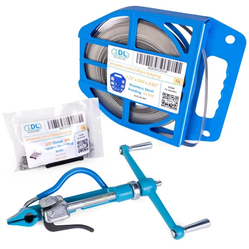 Vista 28 de IDL Packaging Kit de bandas de acero inoxidable 201 de 1/2 pulgada, herramienta de bandas de alta resistencia + bobina de bandas de acero inoxidable
