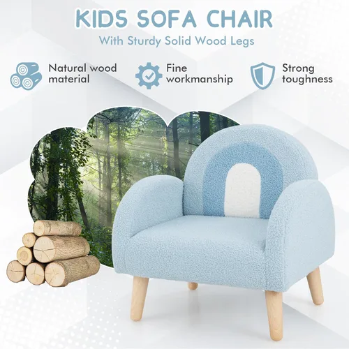Vista 8 de INFANS Sofá para Niños, Sillón para Niños Pequeños con Marco de Madera Maciza Diseño Anti-Volcado Tela de Felpa, Silla Tapizada para Niños