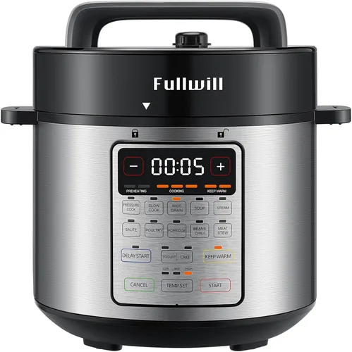 Vista 11 de Fullwill Olla a presión eléctrica 7 en 1 Lite de 3 cuartos de galón, olla de cocción lenta, olla arrocera, vaporera, salteado, calentador, olla