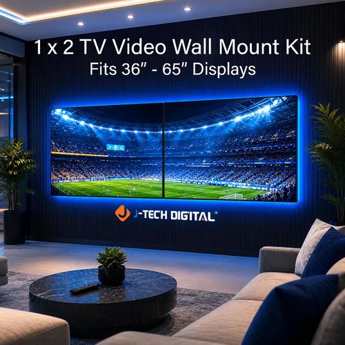 Vista 6 de J-Tech Digital Kit de montaje en pared para TV de 1 x 2, se adapta a 2 pantallas de 37 a 65 pulgadas con brazos ajustables de inclinación