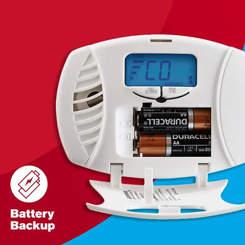 Vista 3 de FIRST ALERT Detector de monóxido de carbono enchufable de doble potencia con batería de reserva y pantalla digital, CO615, blanco, paquete de 3