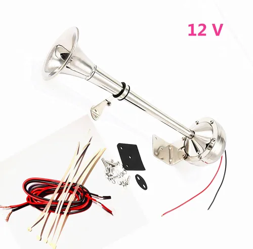 Vista 6 de Bocina de coche 160db barco marino potente cuerno plata 12V coche eléctrico cuerno con soporte de montaje trompeta camión cuerno v plata AI-ME202 0