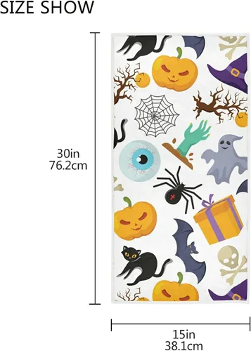 Vista 3 de senya Toallas de mano suaves de Halloween, calabaza de Halloween, fantasma, toallas de mano altamente absorbentes para baño