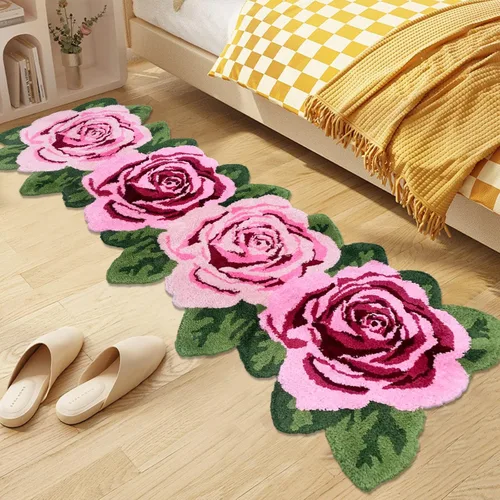 Vista 34 de USTIDE Tapete de baño de rosa esponjoso de 23.6 x 35.4 pulgadas, tapete de baño antideslizante para baño, cocina, sala de estar o dormitorio