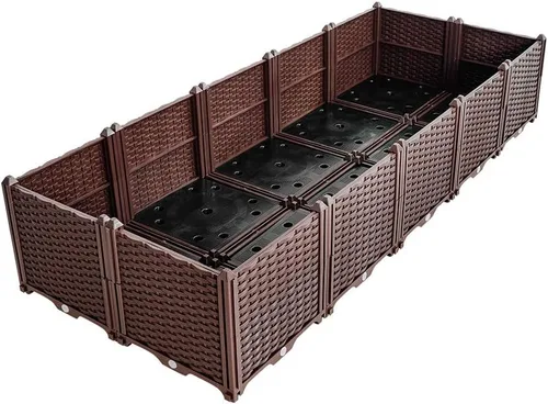 Vista 36 de BAOYOUNI - Juego de jardinera cuadrada para interiores o exteriores, maceta de plástico, caja de cultivo para verduras frescas, hierbas, flores