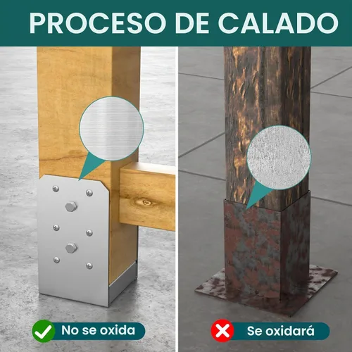 Vista 3 de SPACEEUP Base de poste de 4 x 4, 2 unidades, anclaje interno de poste de 3.5 x 3.5 pulgadas, base de poste ajustable de acero inoxidable para poste