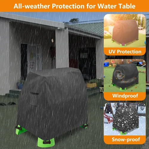 Vista 11 de Cubierta para mesa de agua para niños, resistente al aire libre, 600D, impermeable, anti-UV, a prueba de polvo, para niños, compatible con Step2
