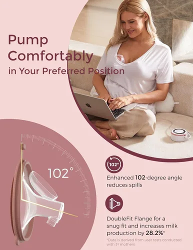 Vista 5 de Momcozy - Bomba extractora de leche V1 Pro de grado hospitalario, sacaleche portátil y manos libres, bomba eléctrica mejorada con 3 ritmos ajustados