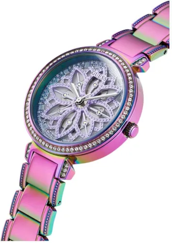 Vista 6 de GUESS US - Reloj analógico de corte floral iridiscente para mujer