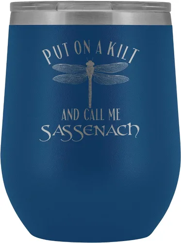 Vista 9 de Outlander Vaso de vino Put On A Kilt and Call Me Sassenach de 12 onzas de acero inoxidable grabado, taza para bebidas frías y calientes, color negro