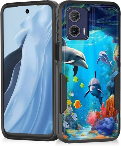 Vista 185 de Funda para Moto G Play 4G 2024, resistente de doble capa híbrida de policarbonato duro, goma suave, a prueba de golpes, funda protectora resistente