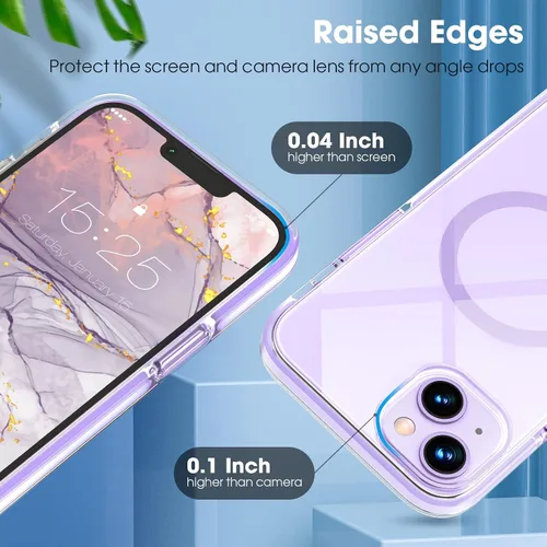 Vista 6 de MATEPROX Compatible con MagSafe para iPhone 14, funda magnética transparente transparente, antiamarilla, delgada, a prueba de golpes, de cristal