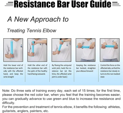 Vista 6 de Barra de terapia flexible, 3 piezas, barras flexibles para ejercitador de manos, fortalecedor de barra de terapia flexible, alivia el dolor