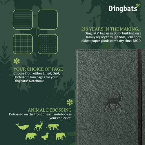 Vista 2 de Dingbats Cuaderno Diario A5 de Vida Silvestre Tapa Dura, Papel Crema 100gsm A Prueba de Tinta, 6.1 x 8.5 pulgadas, 192 páginas