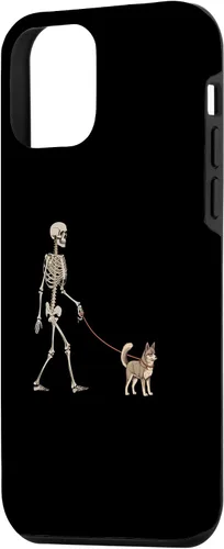 Vista 2 de Carcasa divertida para iPhone 12 mini de Alaska, Klee Kai, esqueleto para pasear al perro